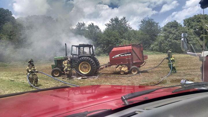 2015-08-01 Open House concludes with a real tractor fire at Hokes & Lineboro Rds.